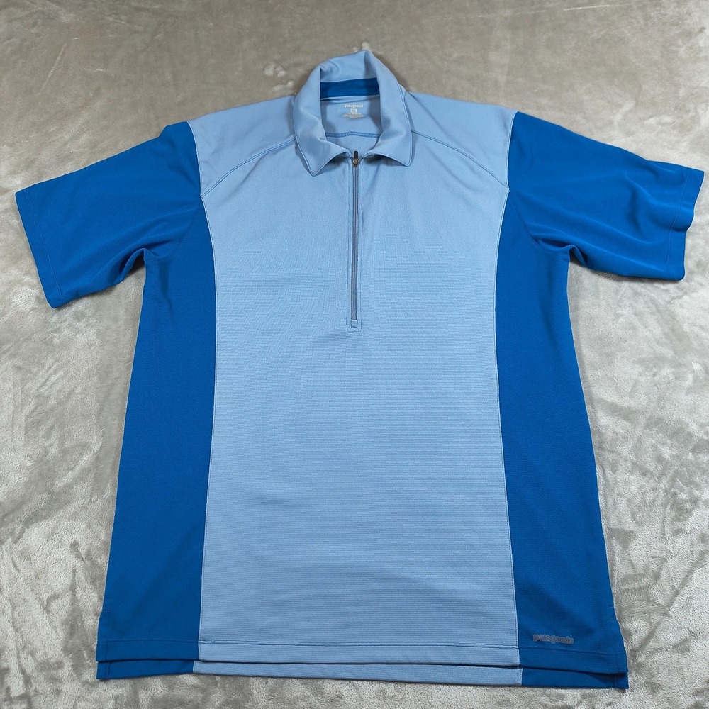 Patagonia Polo Shirt Mens XL Quarter Zip Performance Short Sleeve Outdoor Golf